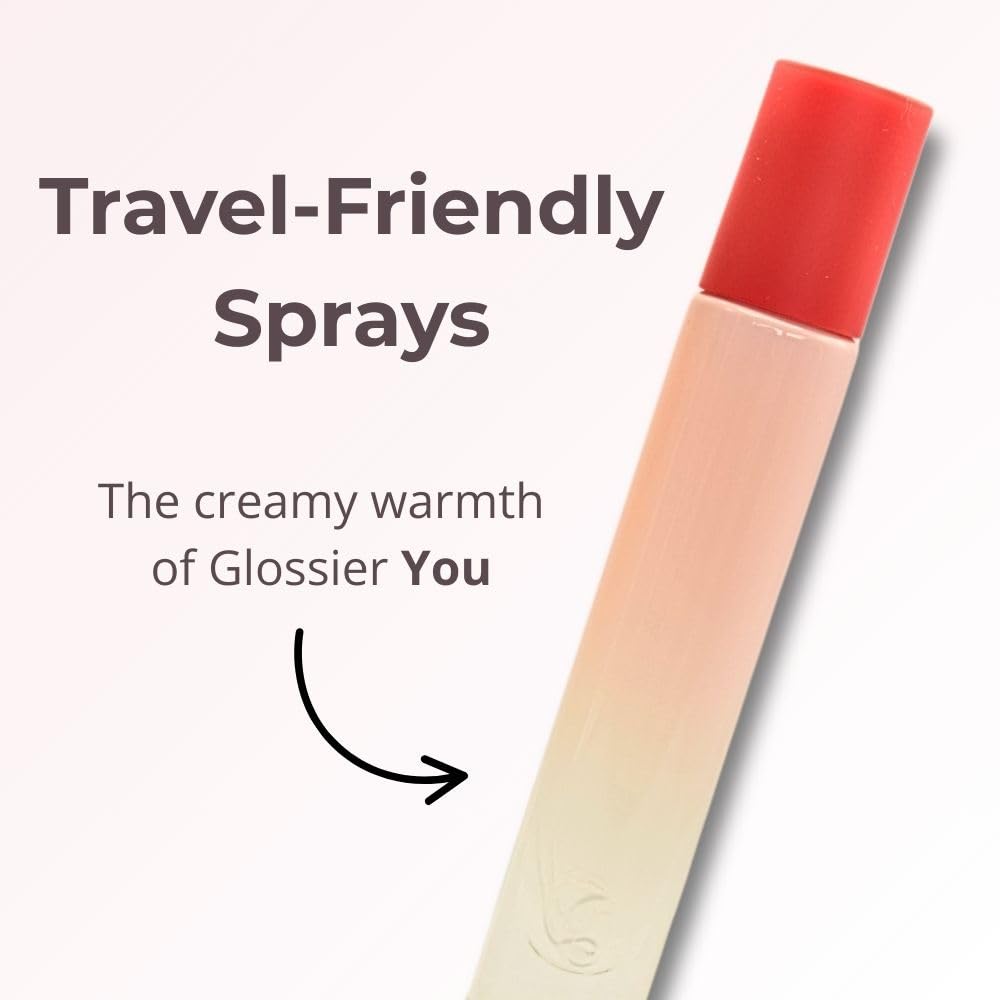 Glossier You thumbprint bottle close-up highlights personal scent experience.