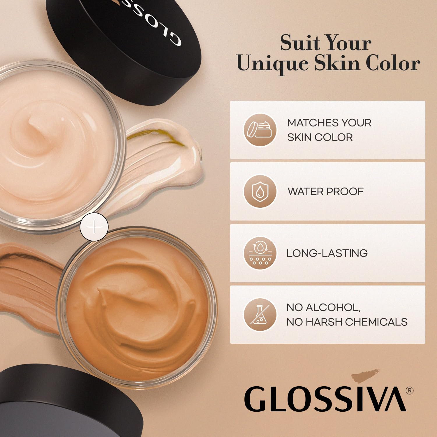 Glossiva concealer bottle close-up with shade options