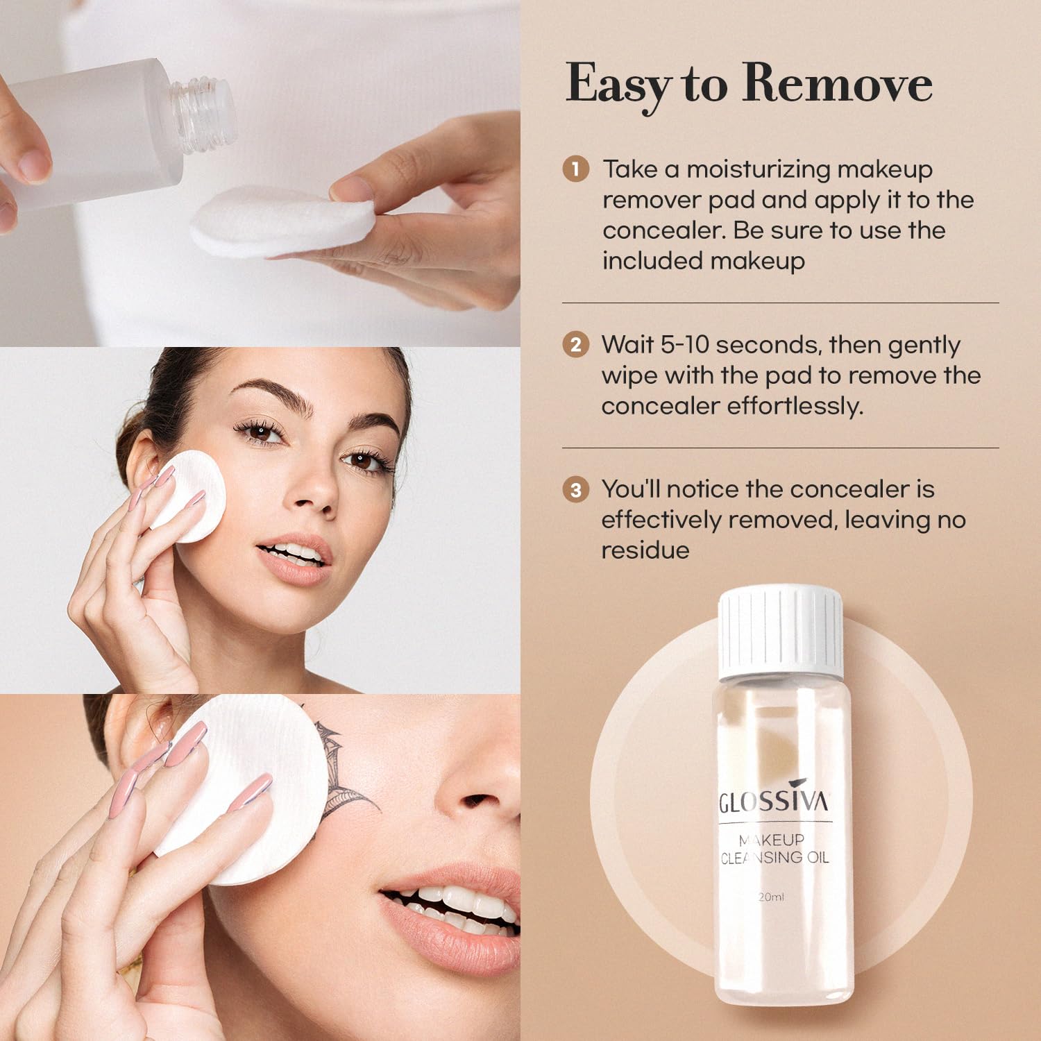 Glossiva hand applying concealer on leg for body coverage