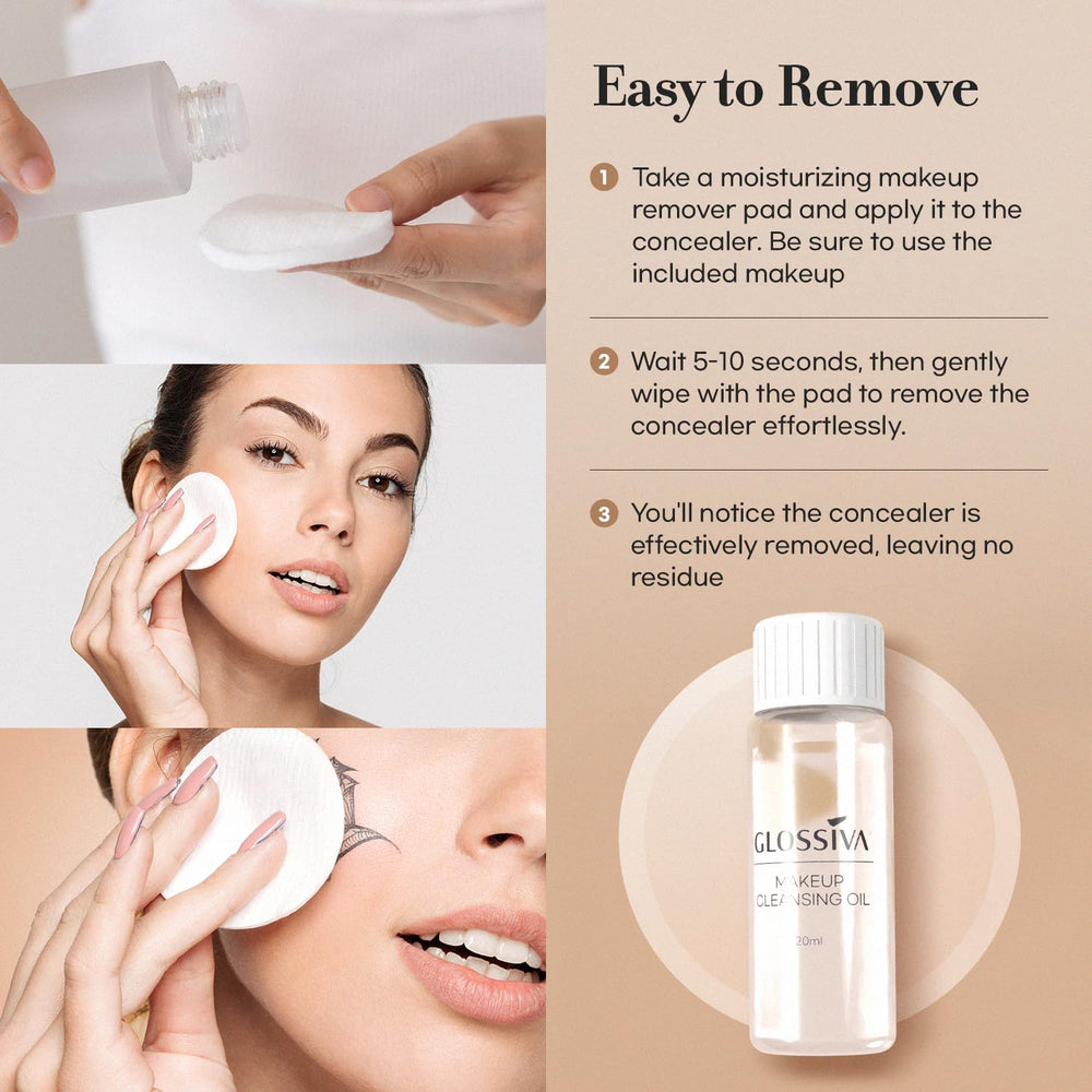 Glossiva hand applying concealer on leg for body coverage