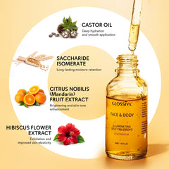 Glossiva Self Tanning Drops applied to the body for a gradual bronze