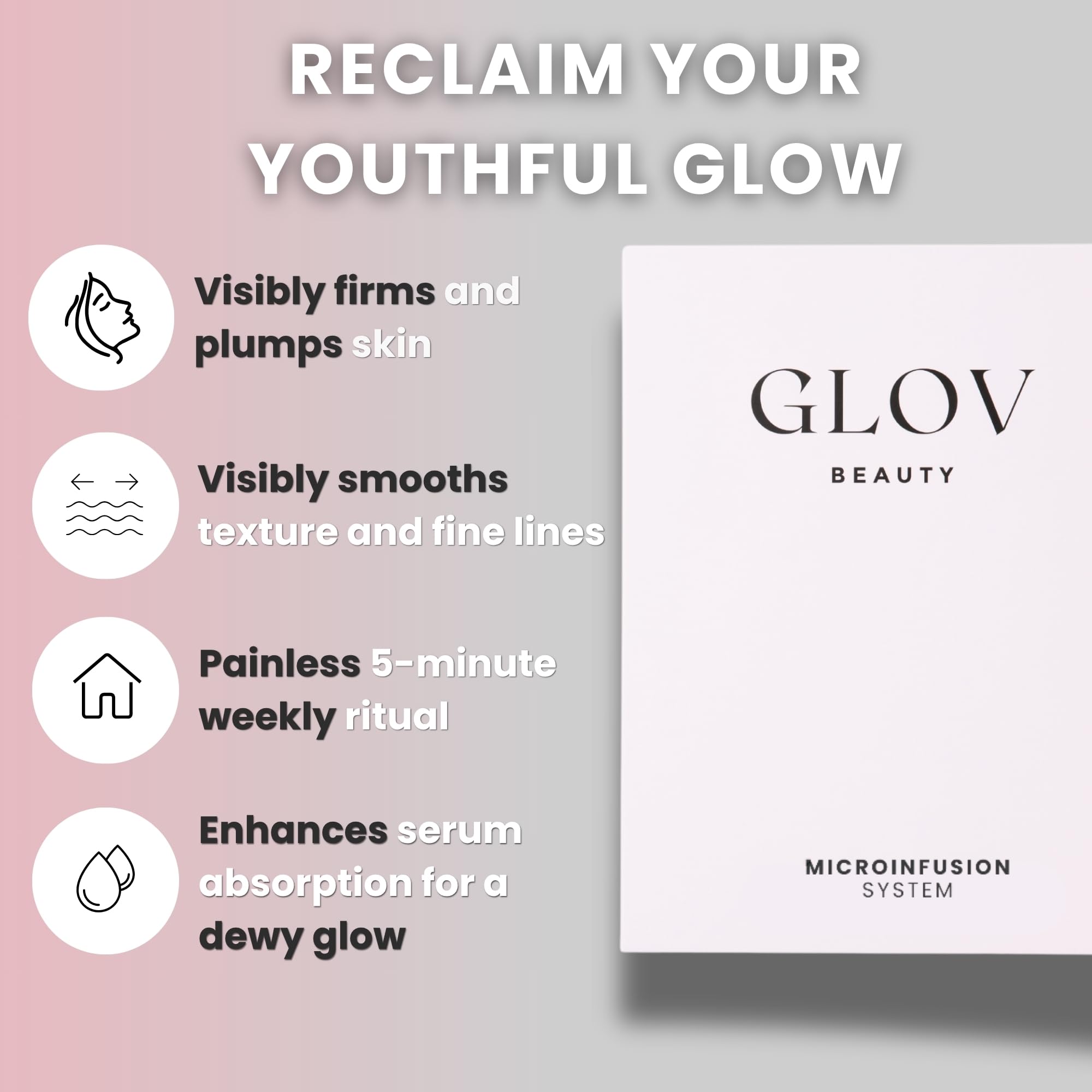 Glov Beauty 0.25mm gold-plated stamp tips provide gentle, precise application for radiant skin