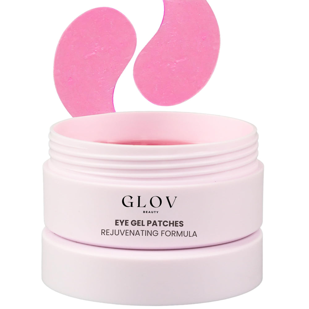 Glov Beauty Intense Rejuvenating Under Eye Gels pack front, hydrated skin in sight.