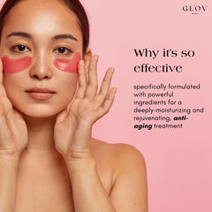 Glov Beauty under-eye patches close-up with hyaluronic acid for puffiness support.