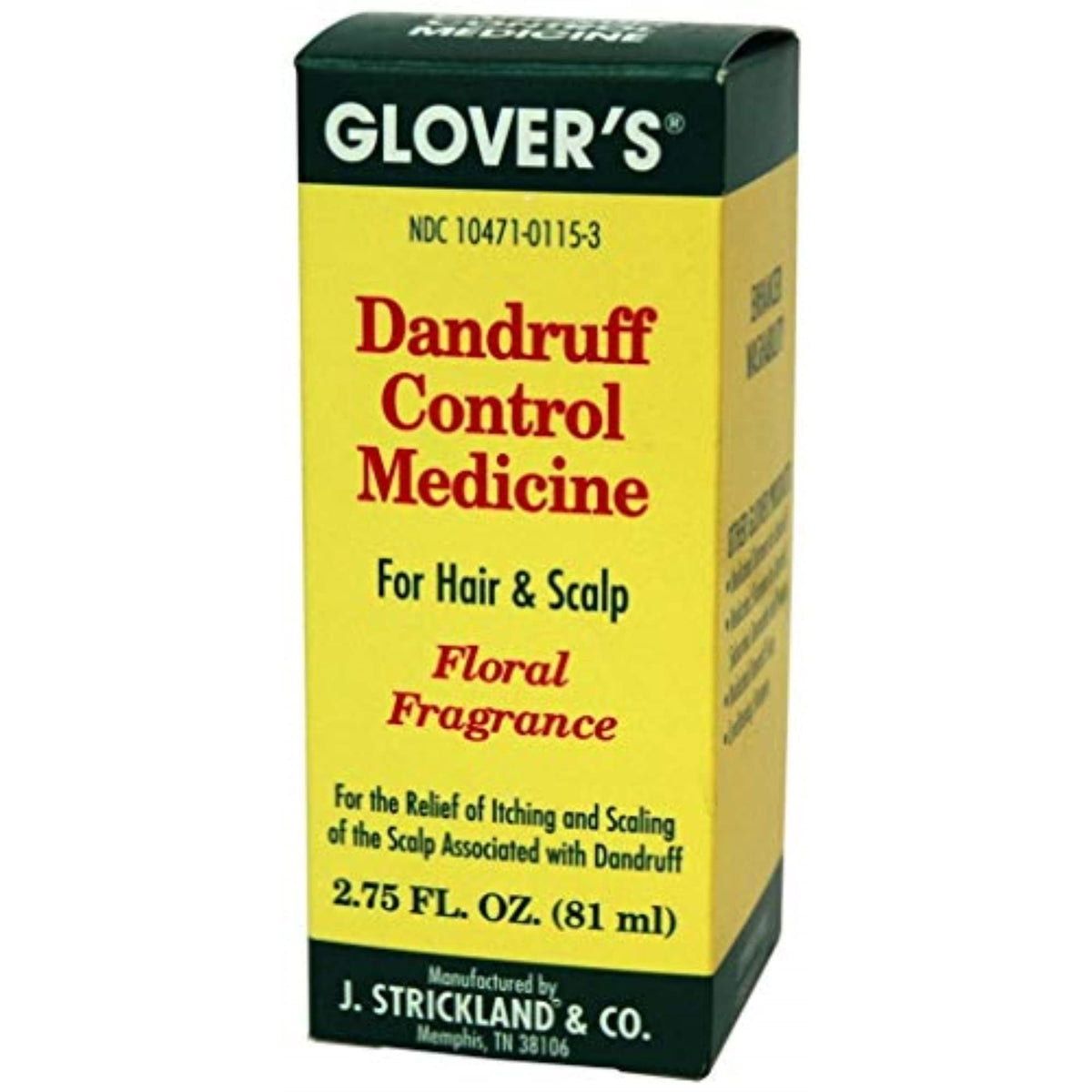 Glover's Dandruff Control Medicine bottle with floral fragrance for scalp relief