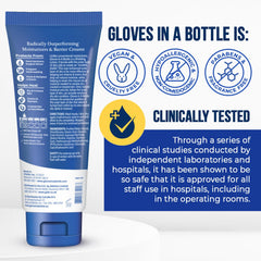 Gloves In A Bottle Shielding Lotion on a dry hand illustrating long-lasting hydration.