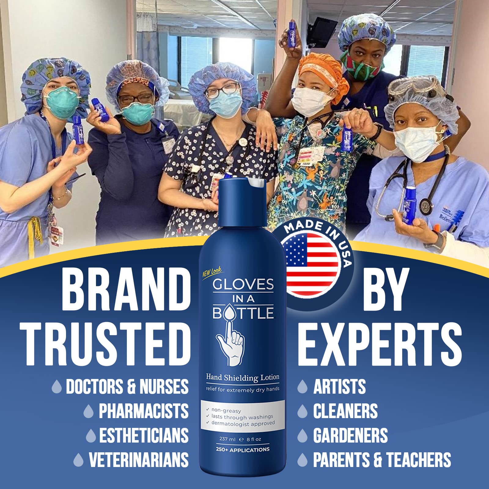 Gloves In A Bottle shielding lotion hand-application on skin, relief from dryness
