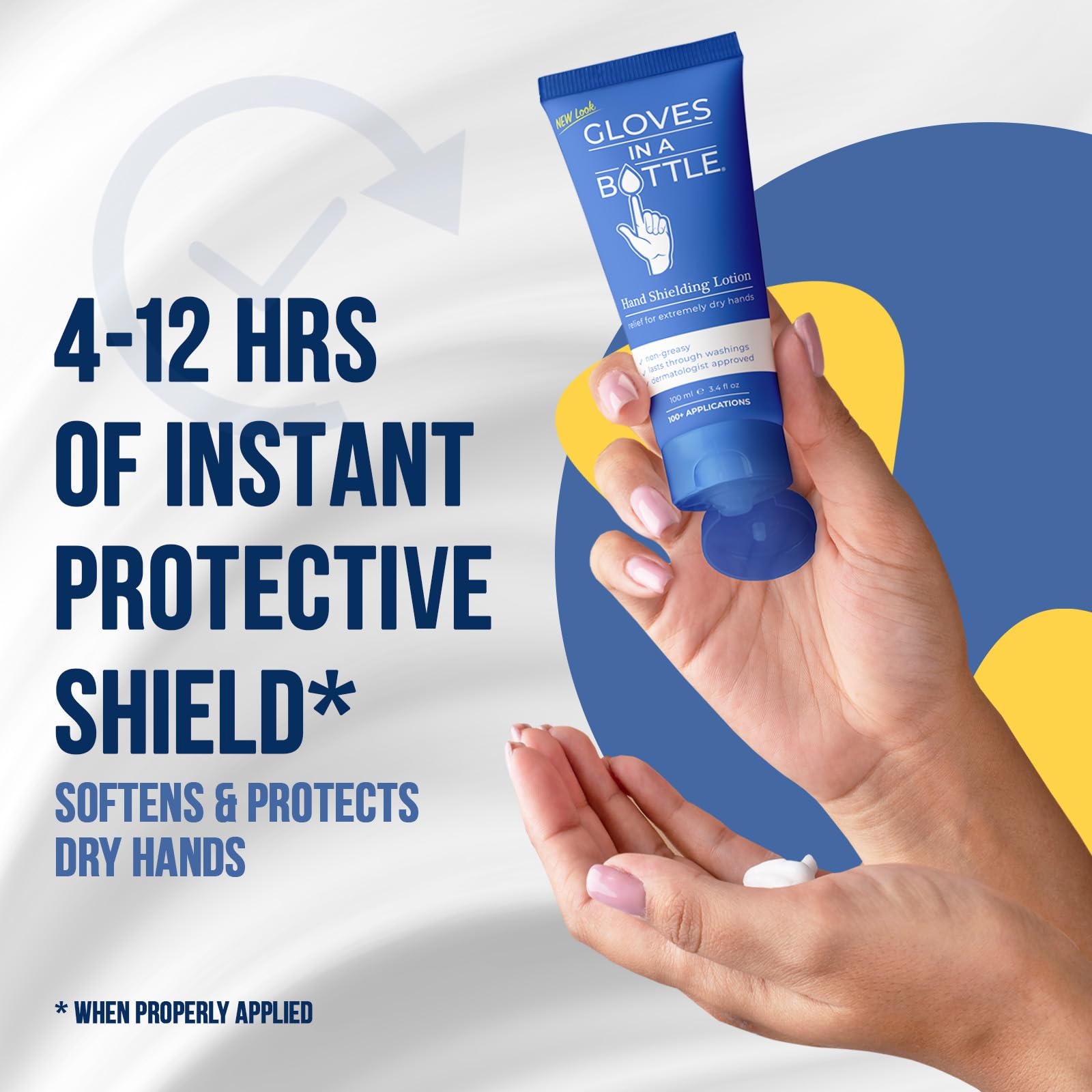 Hands applying Shielding Lotion to demonstrate quick absorption and relief