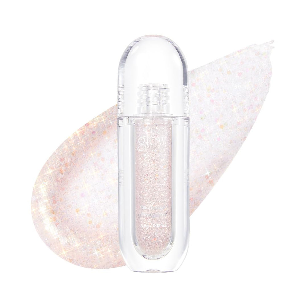 Glow 1979 shattered glass glitter bottle shows reflective shimmer for eye looks.