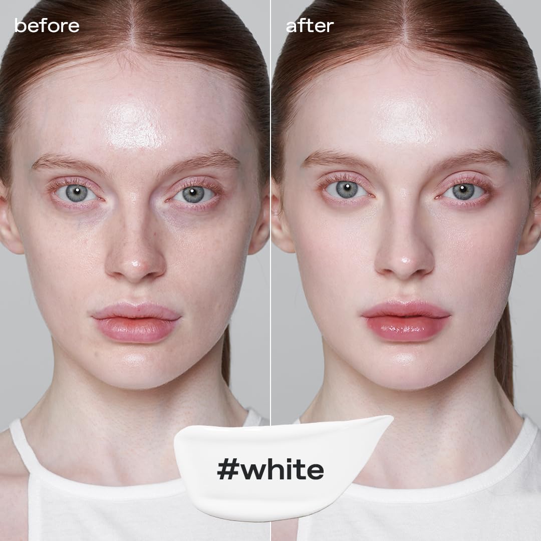Glow blemish balm white texture closeup highlights a lightweight, breathable finish.