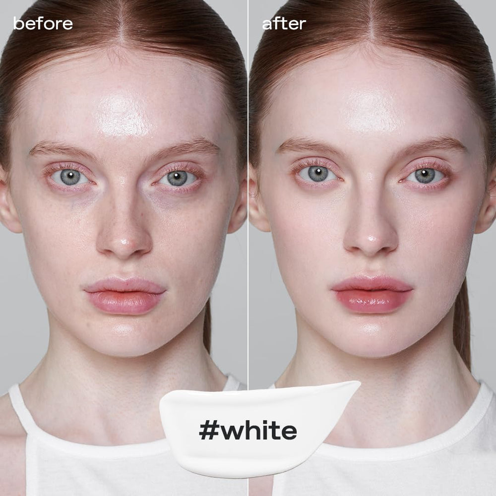Glow blemish balm white texture closeup highlights a lightweight, breathable finish.