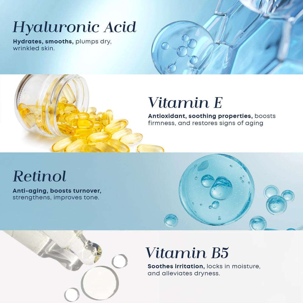 Glow Elixir retinol serum dropper applying on skin for smooth texture.