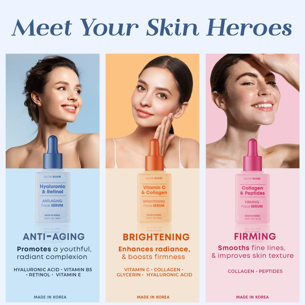 Glow Elixir retinol serum being massaged into skin for even tone.