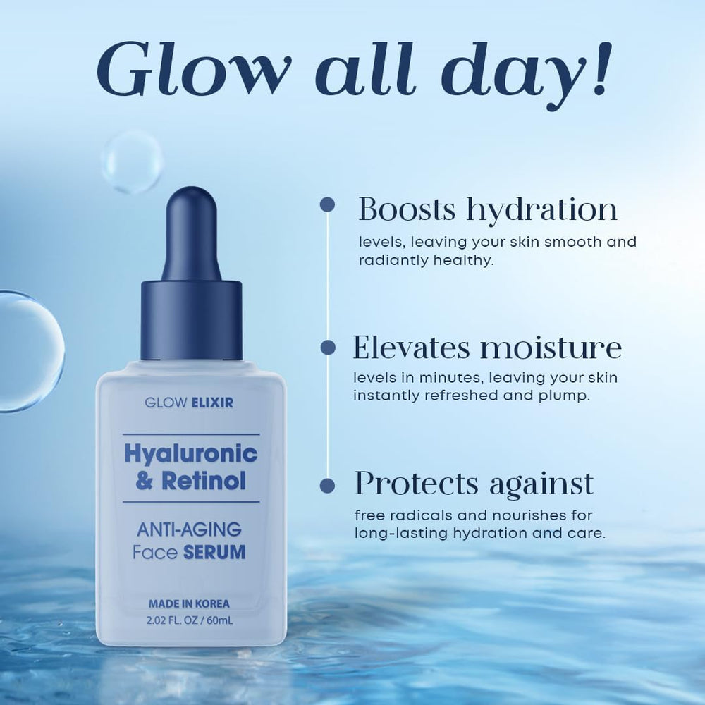 Glow Elixir retinol serum texture visible on skin with quick absorption.