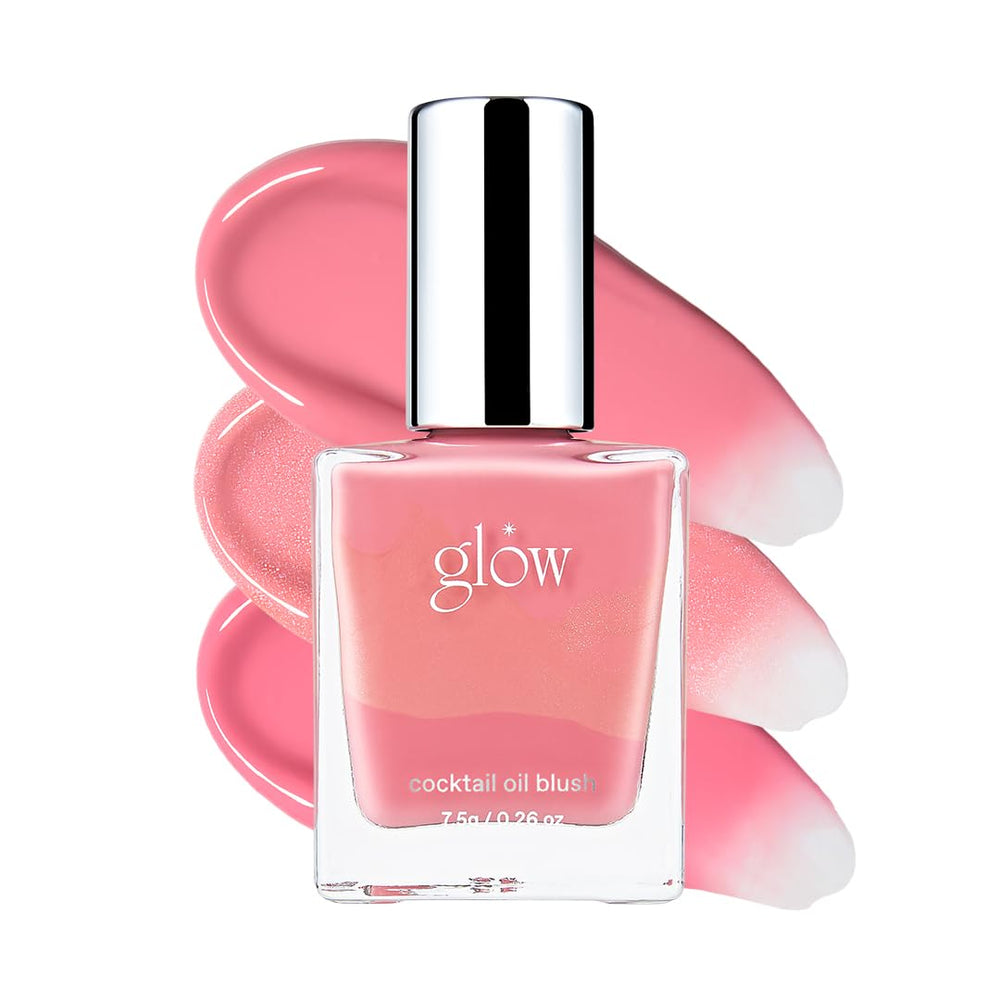 glow liquid blush bottle pour shows premium oil-blend for easy application