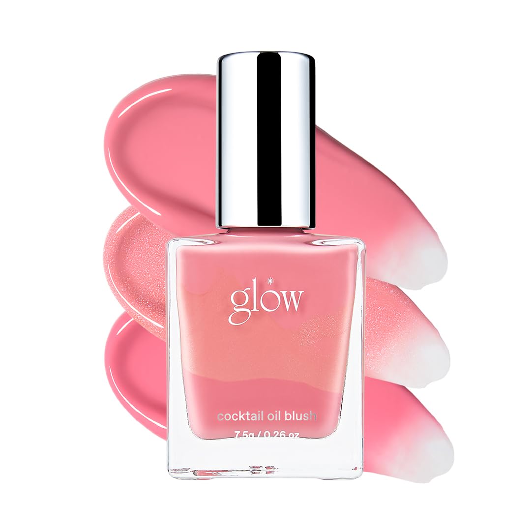 glow liquid blush bottle pour shows premium oil-blend for easy application