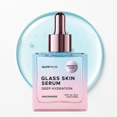 Glow Muse Niacinamide Serum bottle on a clean surface showing balanced tone.
