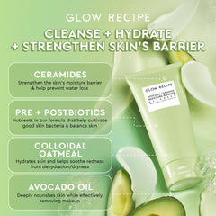 Glow Recipe Avocado Ceramide Cleanser lather showing milky-to-foam transition for cleansing.