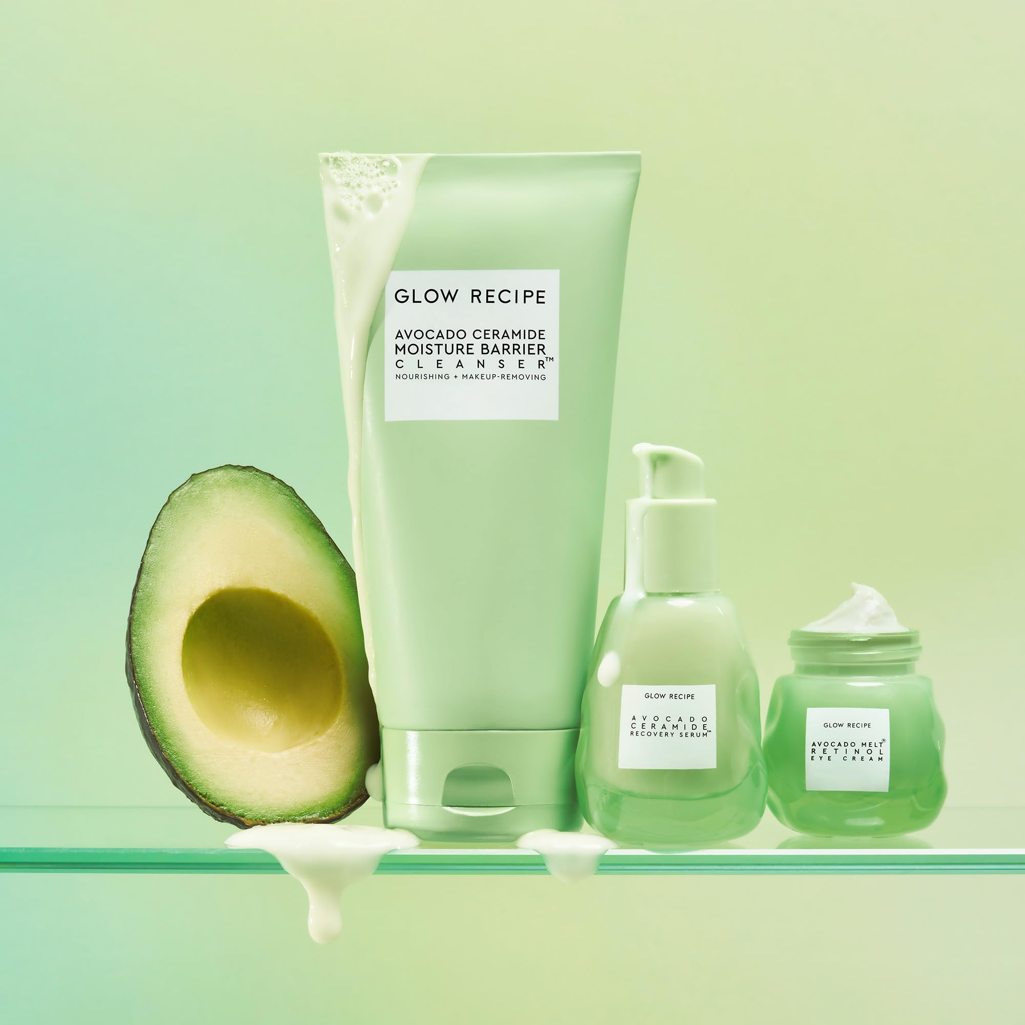 Glow Recipe Avocado Ceramide Cleanser packaging image emphasizing vegan and cruelty-free claims.