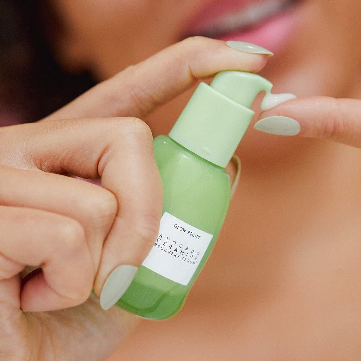 Texture close-up of Glow Recipe Avocado Ceramide Serum milky and fast-absorbing