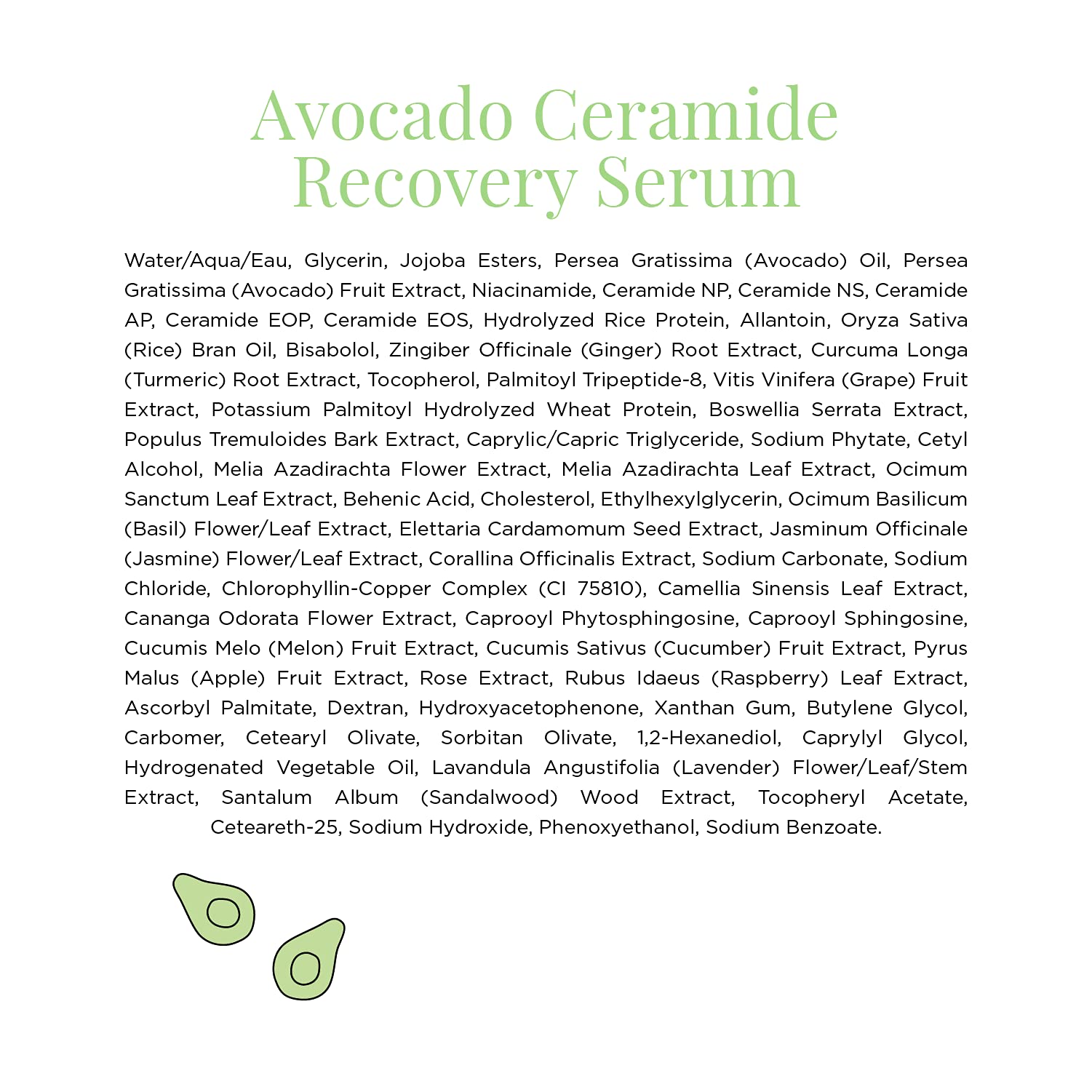 Vegan, clean formula of Glow Recipe Avocado Ceramide Serum shown in packaging