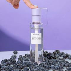 Glow Recipe Blueberry Bounce foam lather shows rich microbubbles for makeup removal.