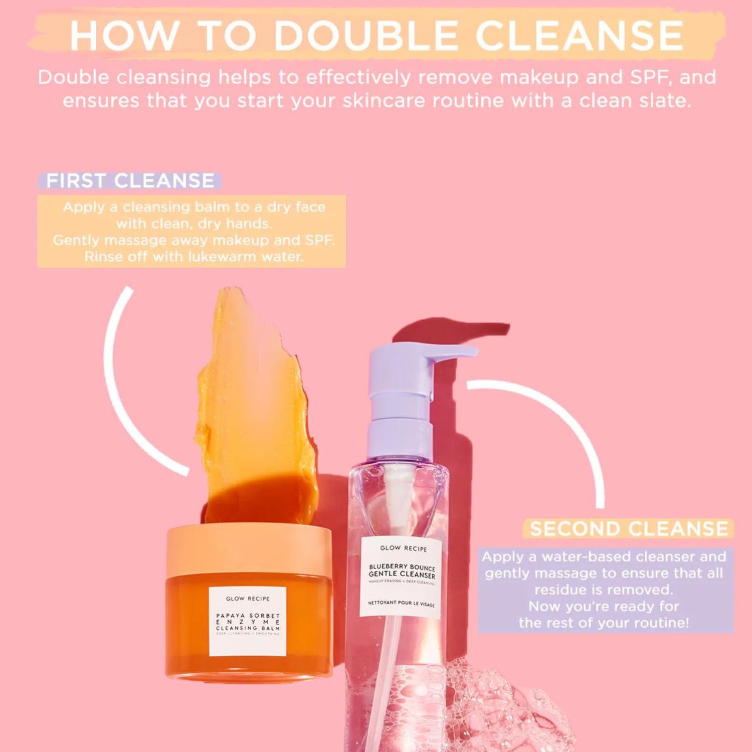 Glow Recipe Blueberry Bounce makeup removal and cleanse in one step.