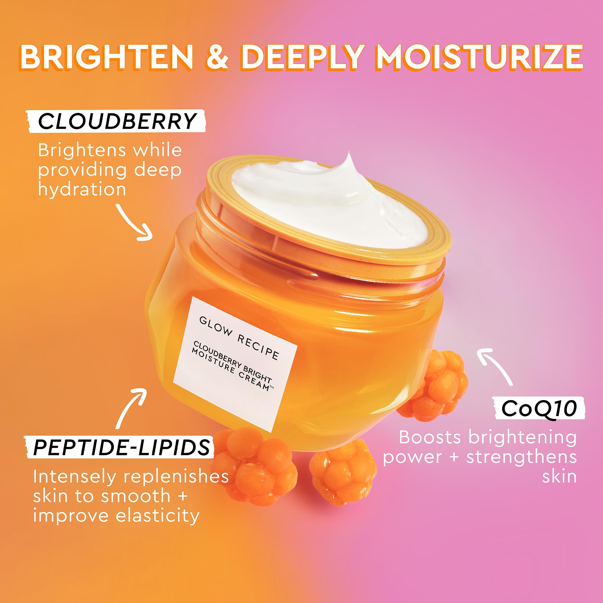 Close-up of Glow Recipe Cloudberry Bright Cream texture showing whipped, light consistency.
