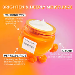 Glow Recipe Cloudberry Face Cream jar closeup highlights rich, creamy texture.