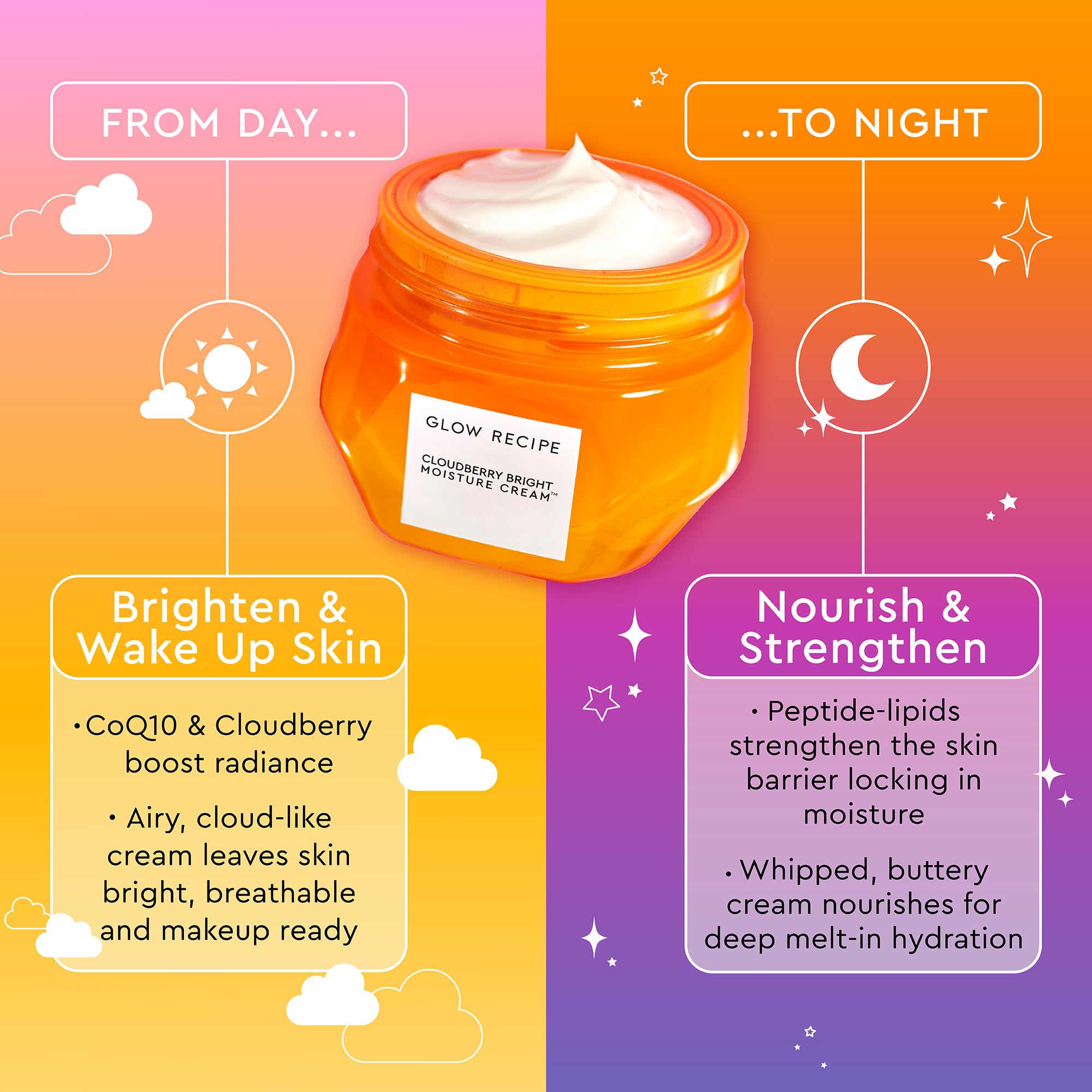 Glow Recipe day-night use scene illustrates versatile skincare for all hours.
