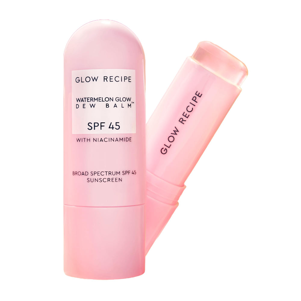 Glow Recipe sunscreen stick SPF 45 travel size for on-the-go protection.