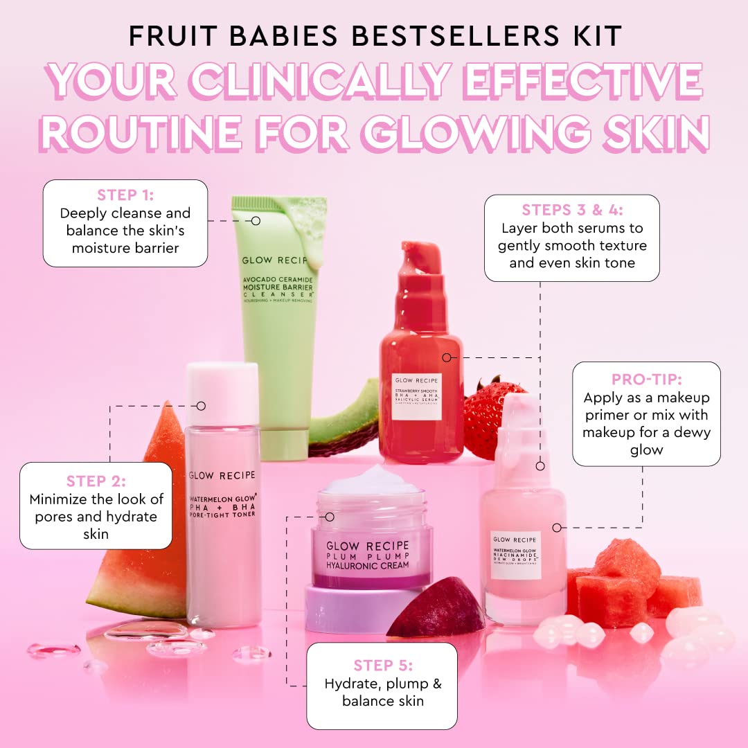 Glow Recipe Fruit Babies Kit assembled shows a compact travel skincare set.