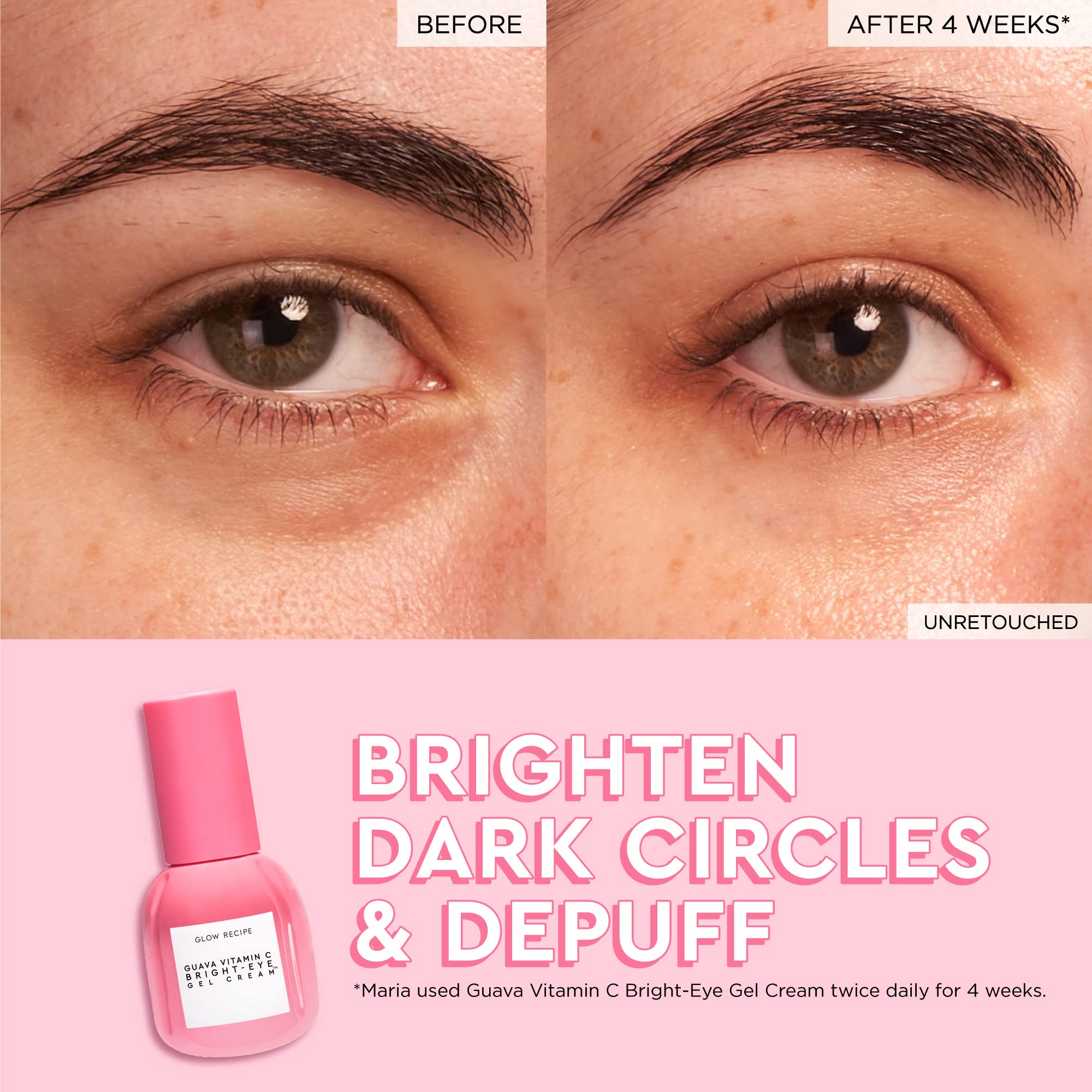 Glow Recipe Guava Vitamin C Eye Gel packaging box highlighting vegan, cruelty-free formula.