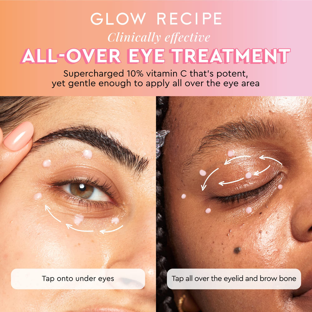 Glow Recipe Guava Vitamin C Eye Gel tube with cooling applicator refreshing under eyes.