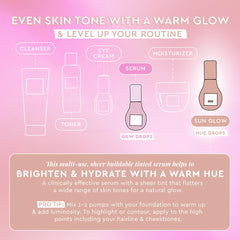 Glow Recipe Hue Drops Sunglow mixed with foundation for dewy luminosity