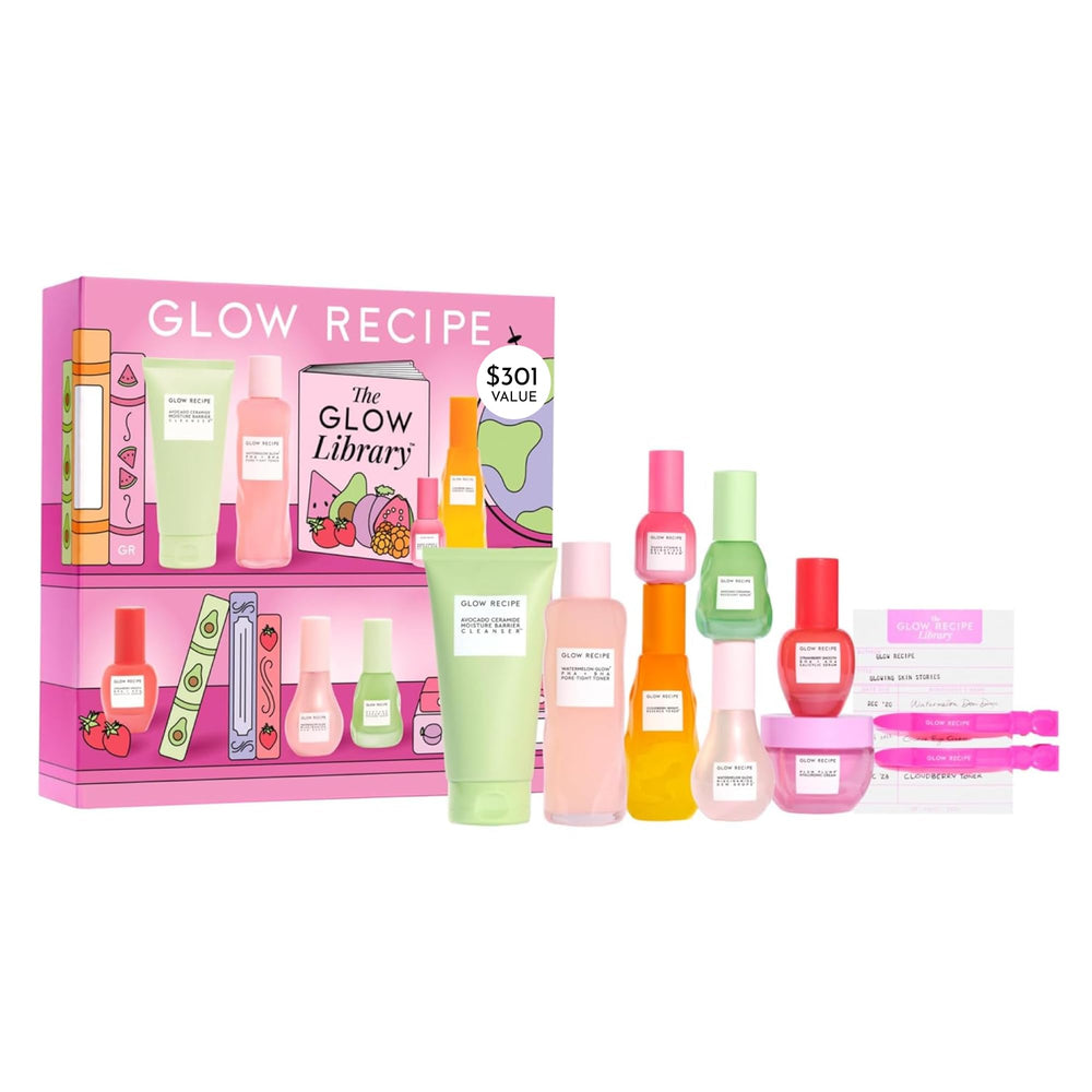 Glow Recipe Library Gift Set packaging ready for gifting and routine ideas.