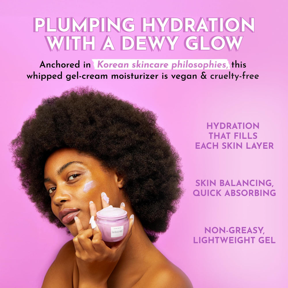 Glow Recipe Plum Plump jar open shows creamy gel texture for quick absorption