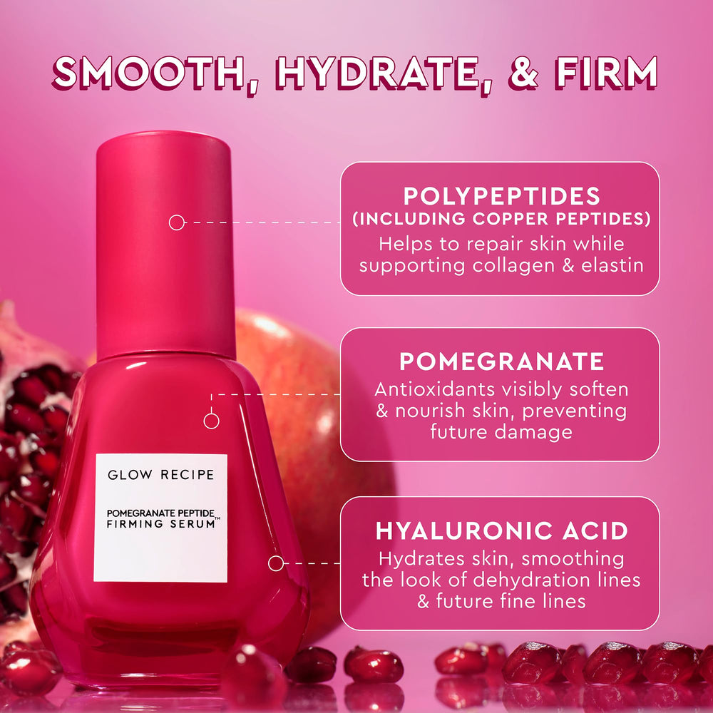 Glow Recipe pomegranate copper peptides serum dispensing pump for easy application