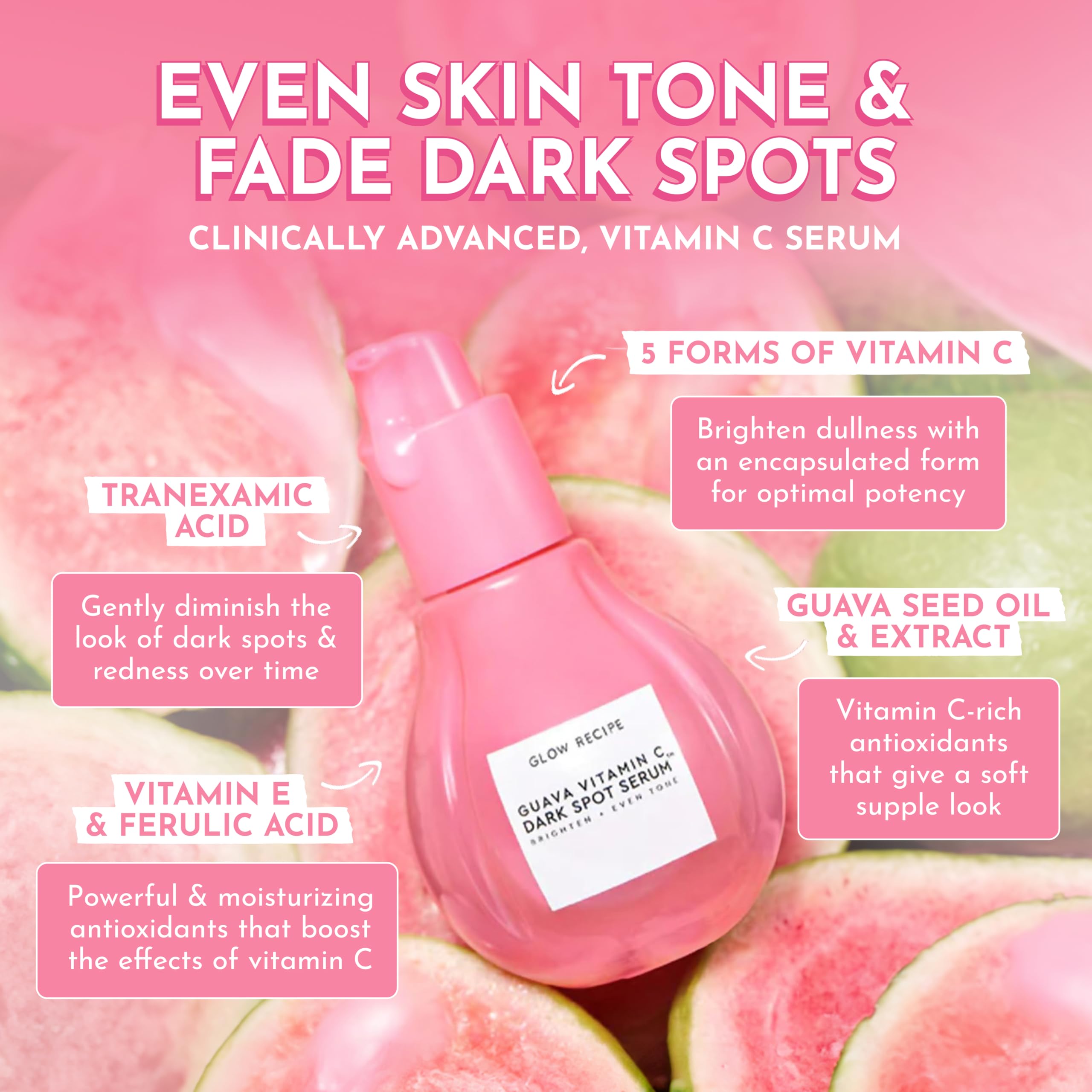 Glow Recipe guava serum texture swirl indicating smooth, quick absorption.