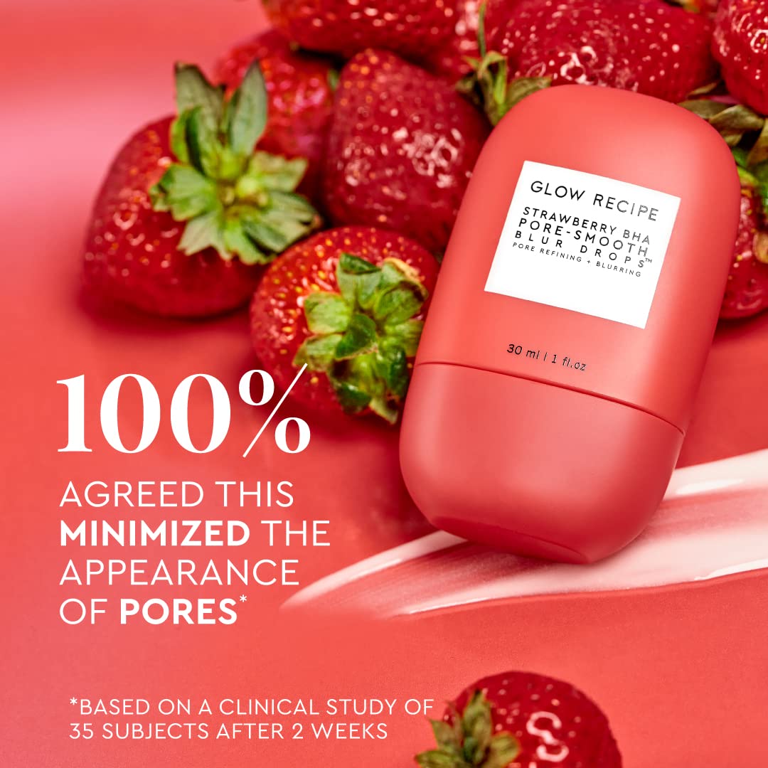 Glow Recipe Strawberry BHA Serum texture close-up showing light absorption.