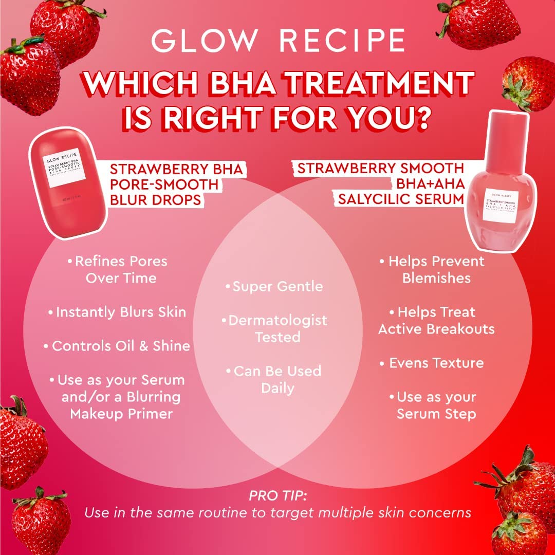 Glow Recipe Strawberry Smoothing Serum water-gel texture captured in bottle.
