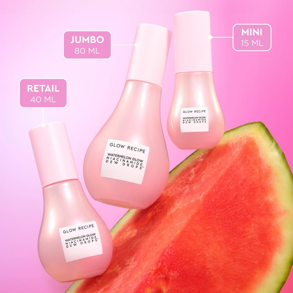 Glow Recipe Watermelon Niacinamide Dew Drops ready for primer and liquid highlighter.