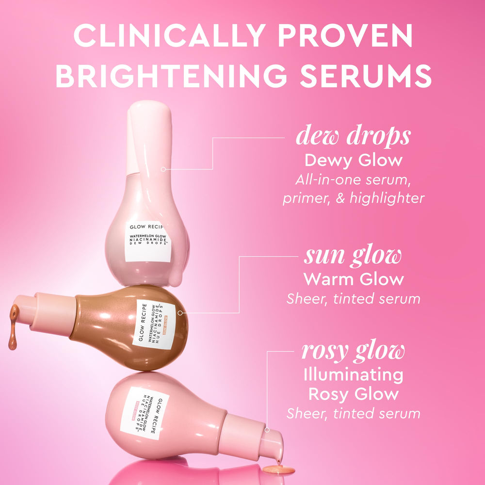Glow Recipe Watermelon Niacinamide Dew Drops premium packaging and typography.