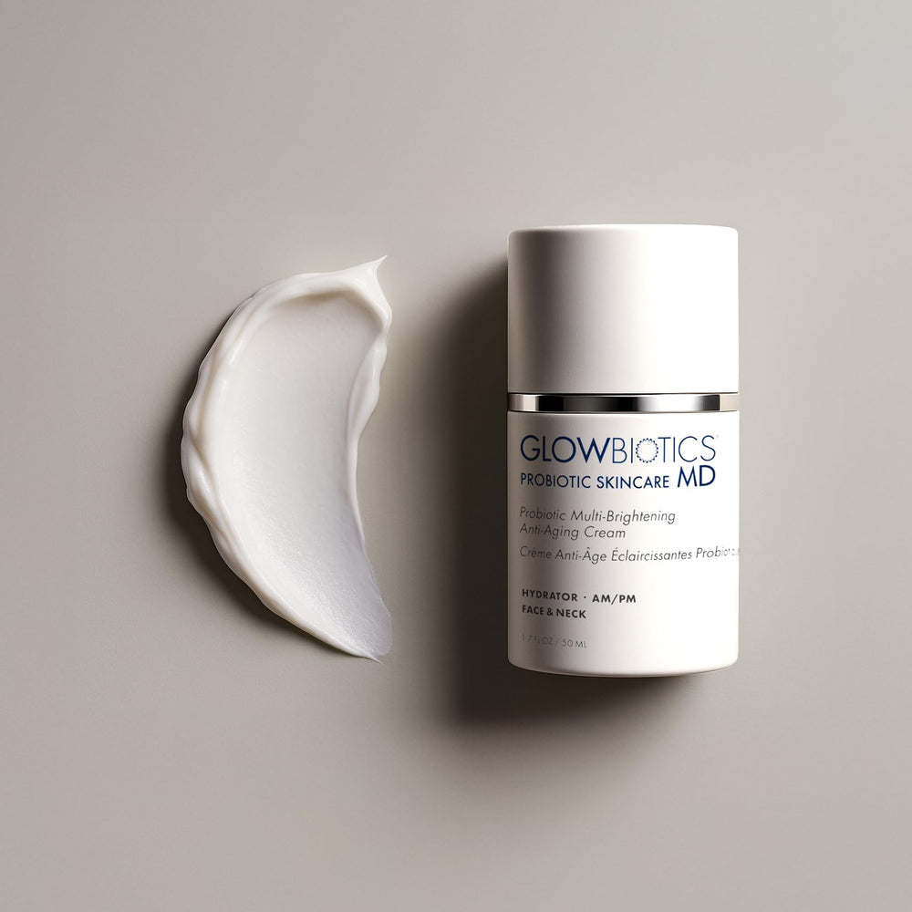 Illustration of niacinamide and peptides in Glowbiotics Calming Lotion ingredients.
