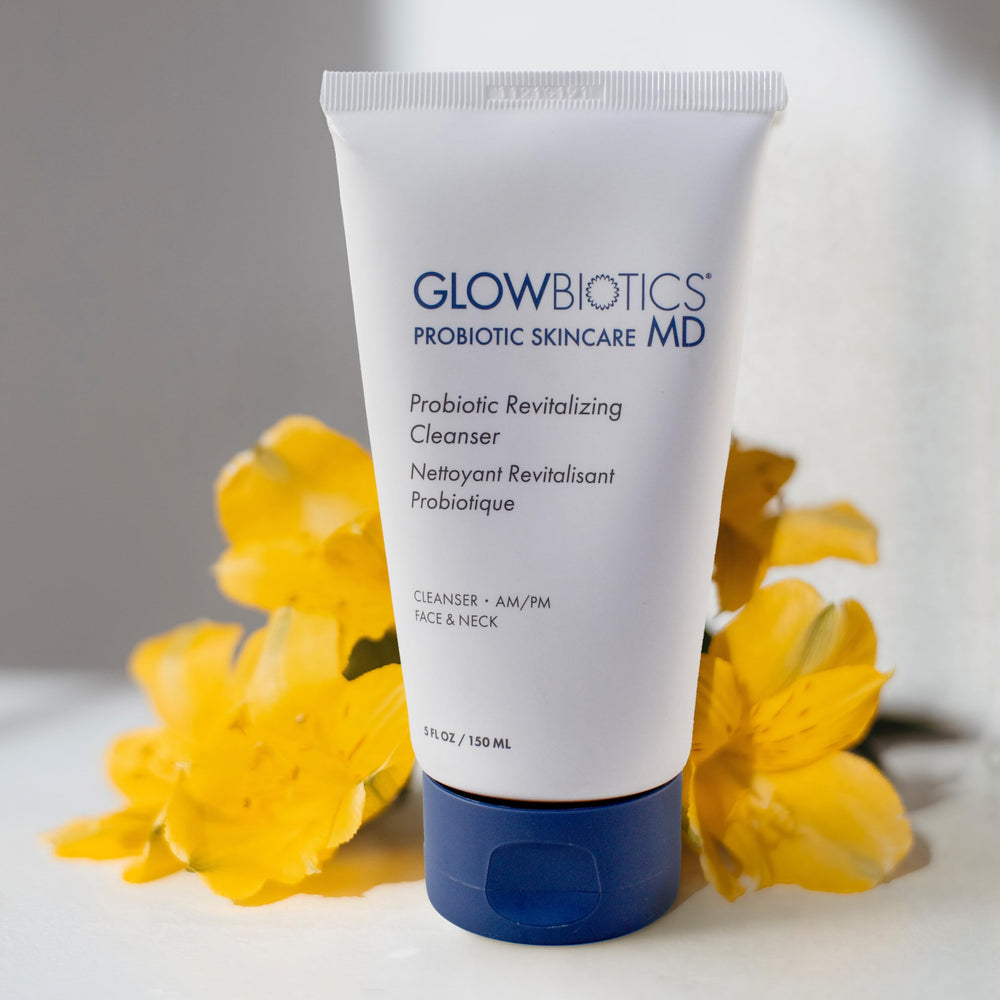 Glowbiotics probiotic cleanser supports balanced microbiome for radiant skin.