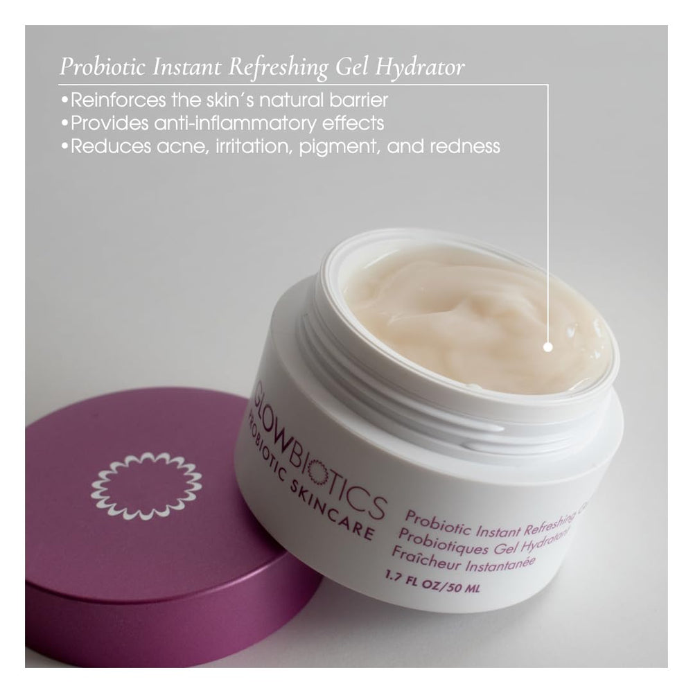 Glowbiotics gel hydrator in application scene demonstrates non-greasy moisture for daytime use
