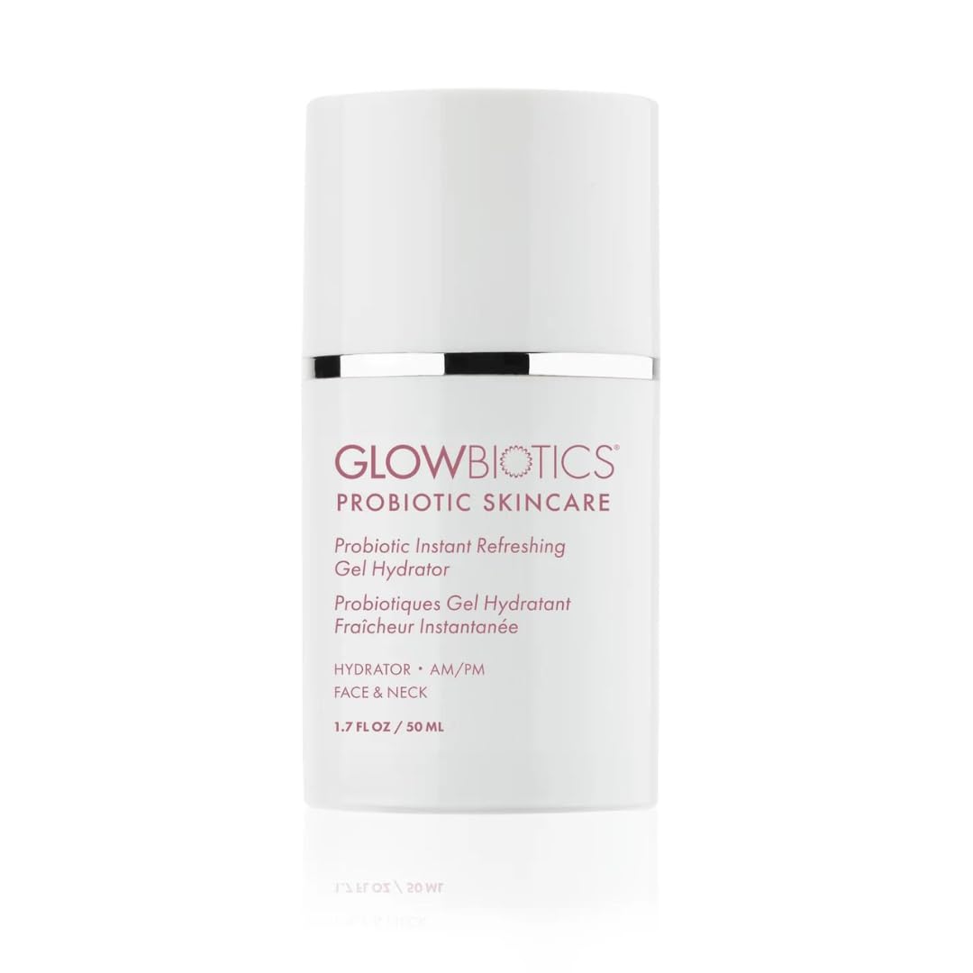 Glowbiotics probiotic instant refreshing gel hydrator in a jar showing lightweight hydration for oily skin
