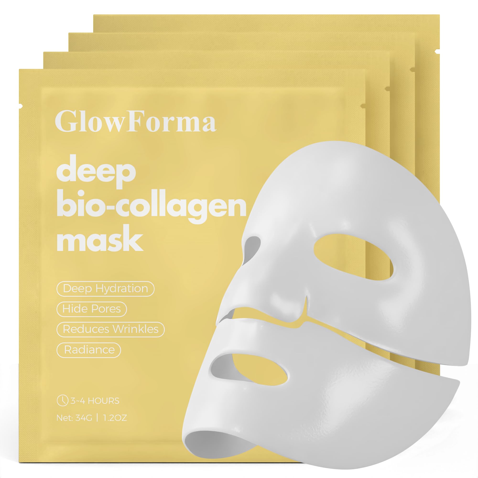 GlowForma bio-collagen mask foil-sealed pouch preserves freshness for routines.
