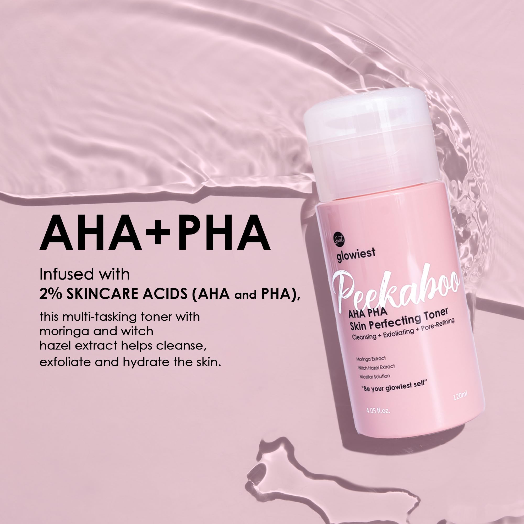 glowiest toner application on skin showing fresh, smooth texture.