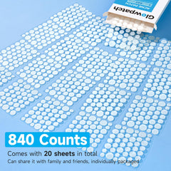 Glowpatch hydrocolloid technology diagram shows protective patch barrier.